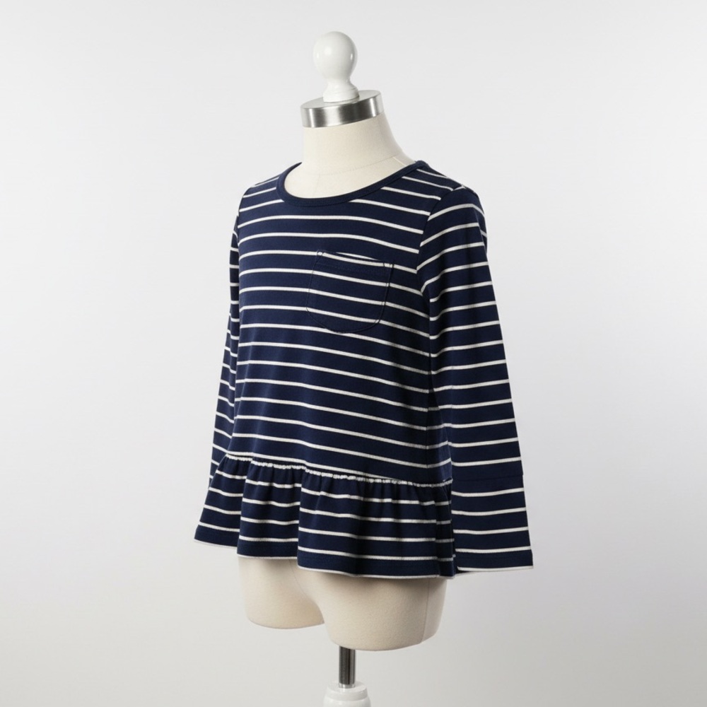 100% Cotton Blue Striped Long Sleeve Tee Girl's Size Small